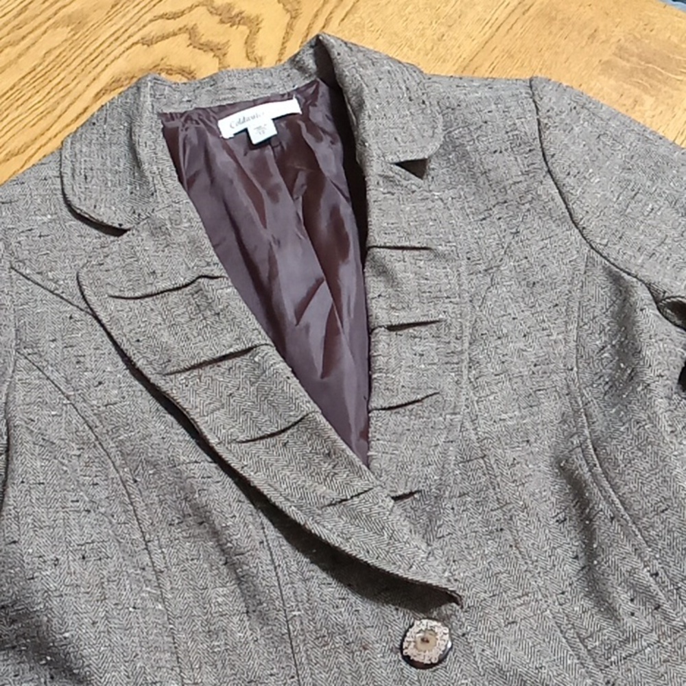 COLDWATER CREEK Womens 12 Blazer BROWN Casual Jacket Work Business PREOWNED